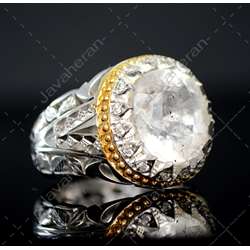 انگشتر فاخر توپاز سفید اصل معدنی