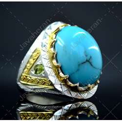 انگشتر فاخر دست ساز فیروزه درشت و خوش تراش اصل مصری