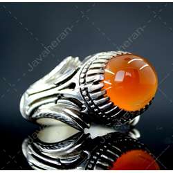 انگشتر فاخر با نگین عقیق پرتقالی خراسانی اصل معدنی