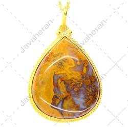 مدال گردن آویز دست ساز عقیق شجر پاییزی اصل معدنی