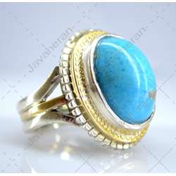 انگشتر فاخر دست ساز فیروزه درشت معدنی اصل کرمان