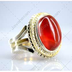 انگشتر فاخر دست ساز عقیق سرخ خراسانی اصل معدنی