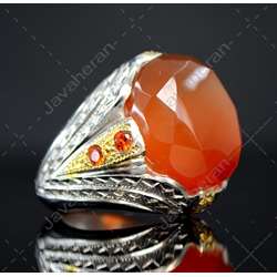 انگشتر فاخر دست ساز عقیق یمانی اصل معدنی