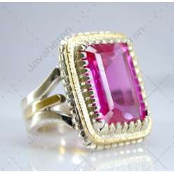 انگشتر فاخر دست ساز توپاز صورتی سویسی